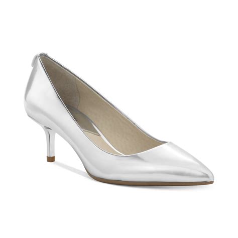 michael kors white stilettos|Michael Kors silver kitten heels.